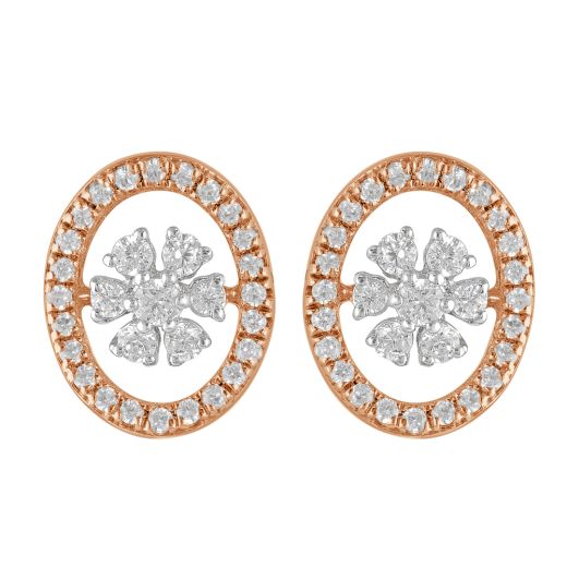 18KT Rose Gold and Diamond Floral Studs