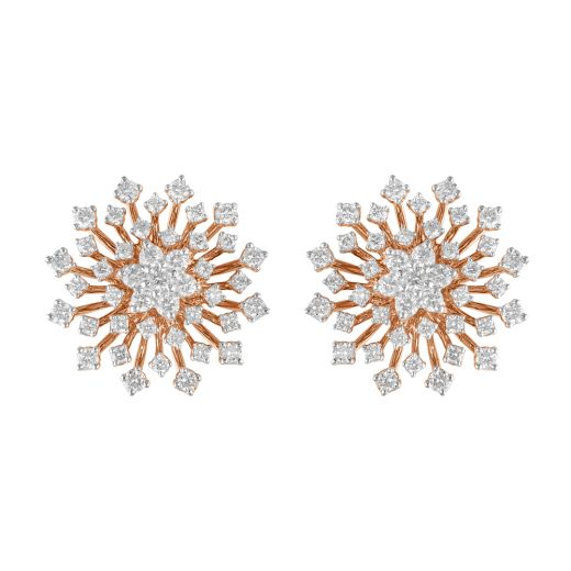 Clustered Diamond 18KT Rose Gold Earrings
