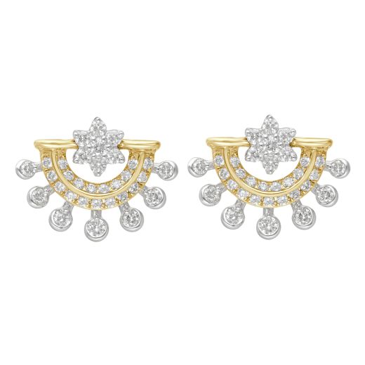 Stunning 18KT Yellow Gold Earrings Embellished with Diamonds