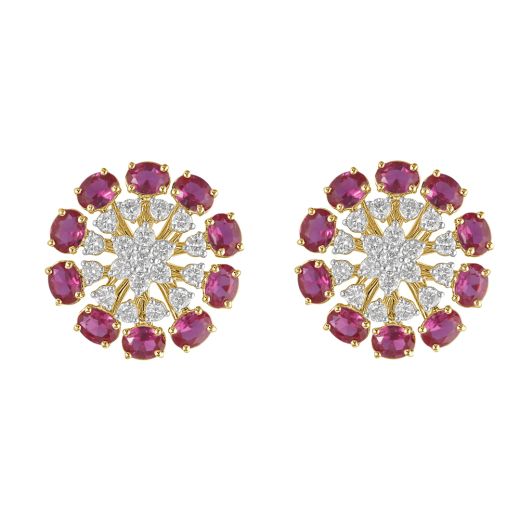 Light and breezy Pink Gemstones and Diamond Earrings