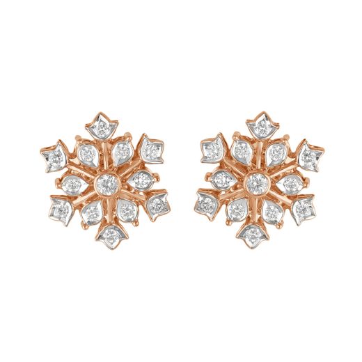Eclectic Diamond Floral Earrings Crafted in 0.46 carat Diamonds