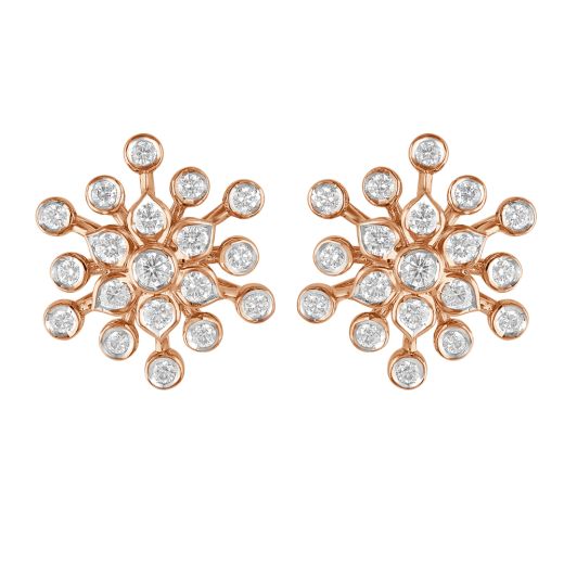 Snowflake Design Diamond Earrings in 18KT Rose Gold