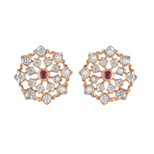 Mesmerising Diamond Studded Earrings in 18KT Rose Gold