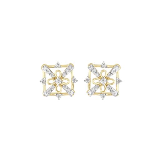 Geometric Flora Diamond Stud Earrings