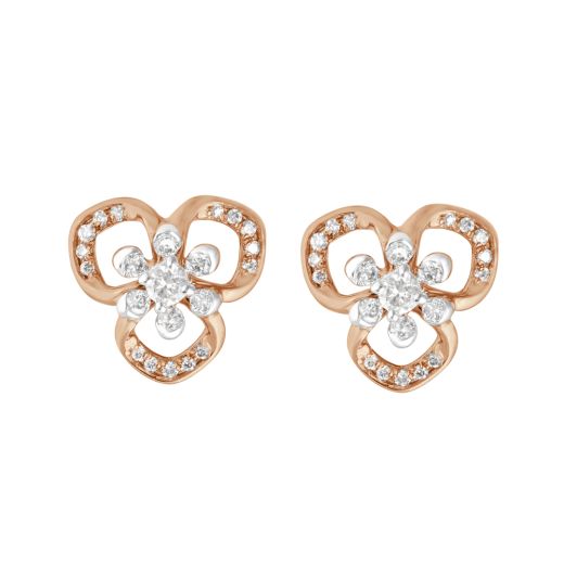 Floral Diamond and Rose Gold Earrings