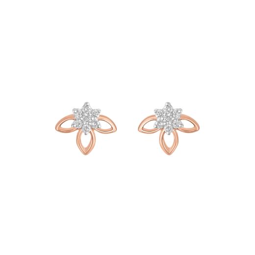 Dainty Floral Rose Gold Studs