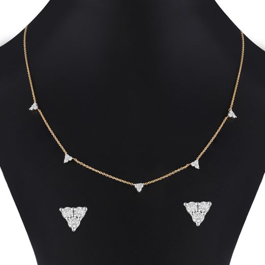 Designer Triangle Diamond Jewellery Set