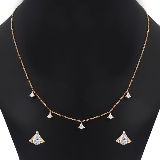 Simply Crafted Necklace and Earrings Set with Diamonds