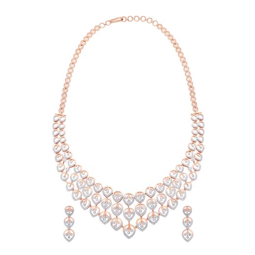 Aurora Leaf Design Diamond Necklace Set
