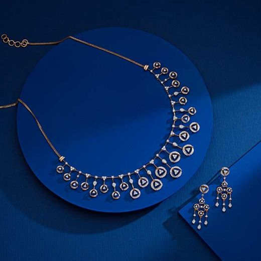Attractive Diamond Necklace and Earrings Set
