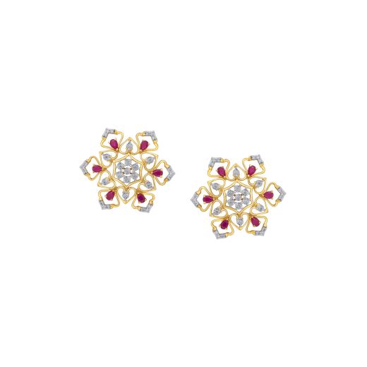 Alluring Earrings in Diamonds and 14KT Yellow Gold