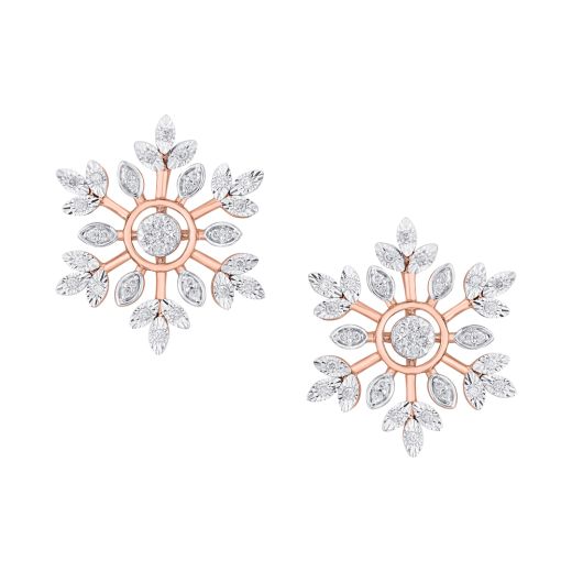 Snowflake Design Diamond Earrings