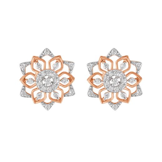 Glossy Floral Rose Gold Earrings