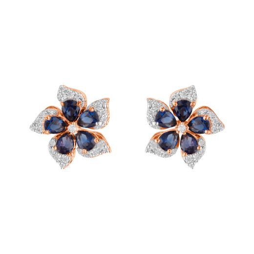 Floral Blue Topaz and Diamond Earrings
