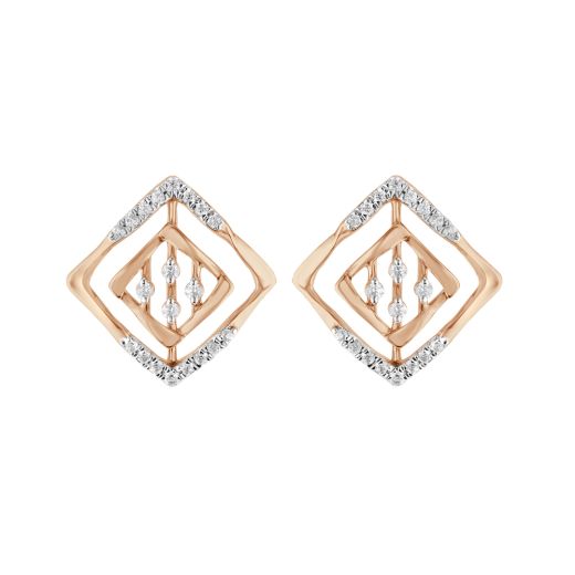 Attractive Diamond and Rose Gold Earrings