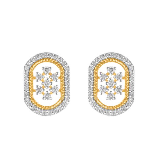 Geometric Diamond and Yellow Gold Earrings