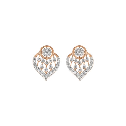 Contemporary Leaf Design Diamond Earrings