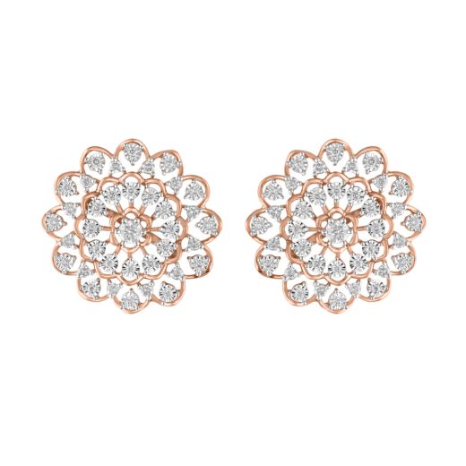 Glossy Mandala Design Diamond Earrings