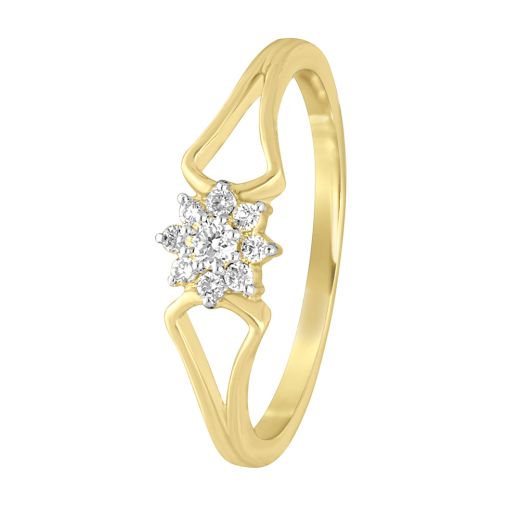 Floral Diamond and Yellow Gold Ring