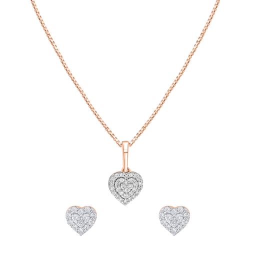 Classic Hearts Rose Gold Diamond Pendant Set