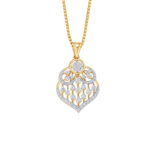 Contemporary Leaf Design Diamond Pendant