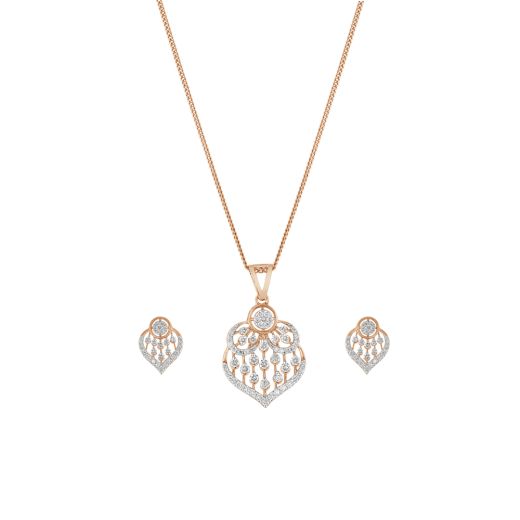 Contemporary Leaf Design Diamond Pendant Set