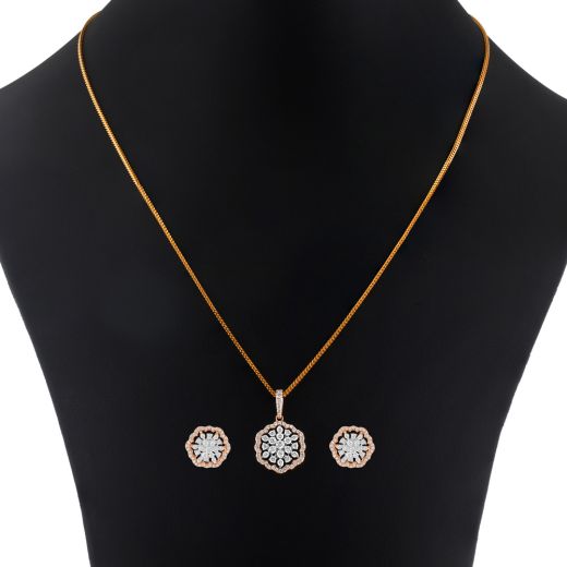 Mandala Design Diamond Pendant Set