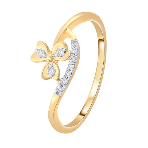 Graceful Diamond and Yellow Gold Finger Ring