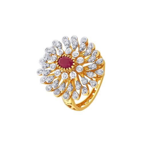 Floral Finger Ring With Diamonds