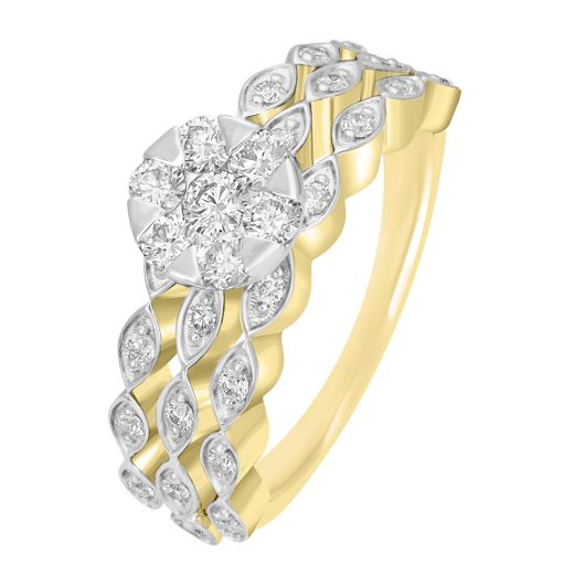 Dazzling Diamond and  Gold Finger Ring