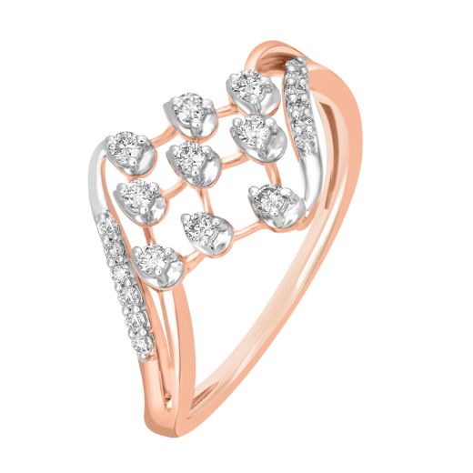 Wave Design Diamond Studded Finger Ring