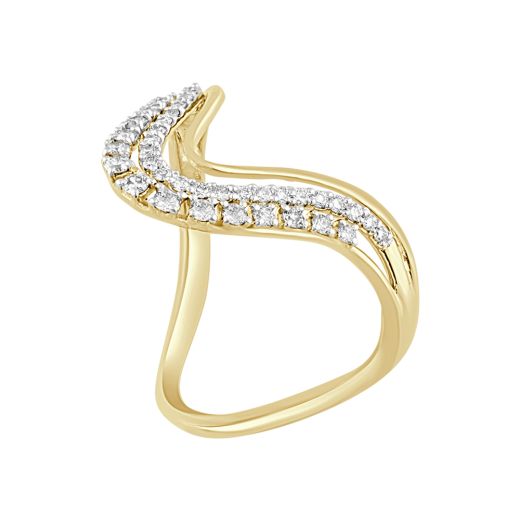 Evocative Diamond Studded Wave Design Ring