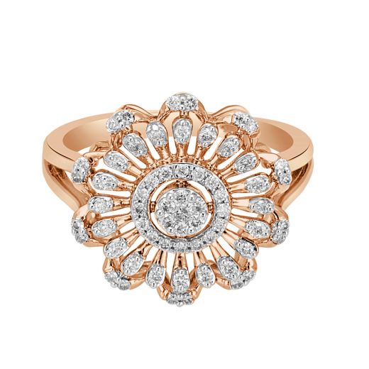 Gleaming Rose Gold Diamond Finger Ring