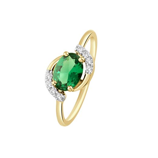 Green Gemstone and Diamond Ring