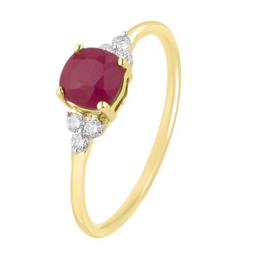 Contemporary Red Gemstone and Diamond Ring