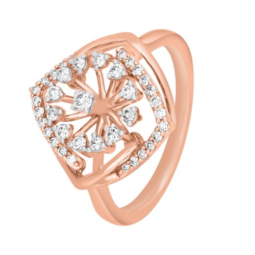 Stately Diamond Finger Ring in Rose Gold