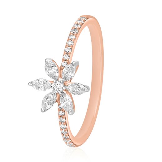 Floral Diamond and Rose Gold Ring