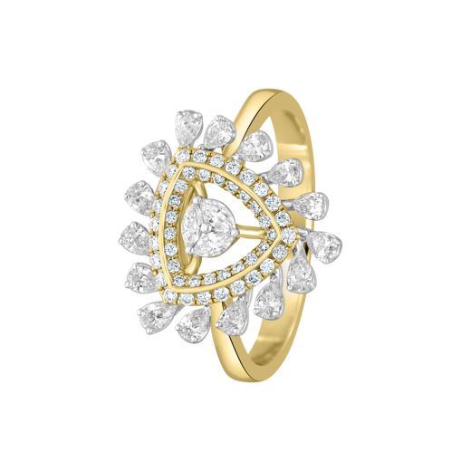 Sleek Yellow Gold and Diamond Finger Ring