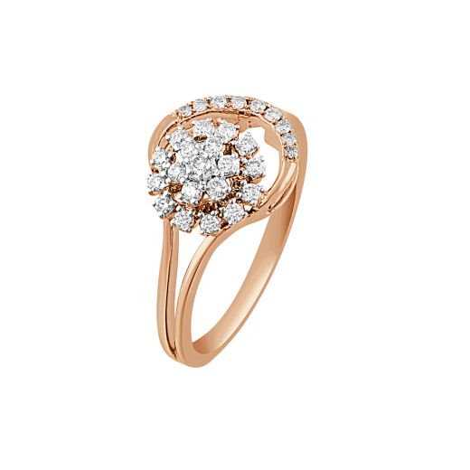 Round Designer 18KT Rose Gold and Diamond Finger Ring
