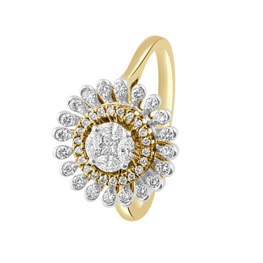 Circular Diamond and Gold Finger Ring