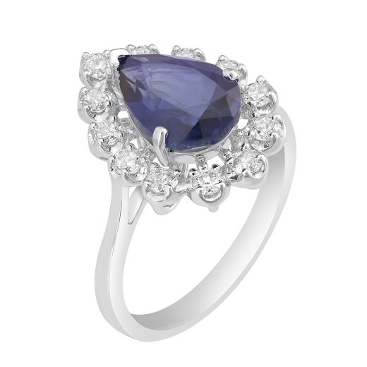 Blue Gemstone Diamond Crown Star Ring