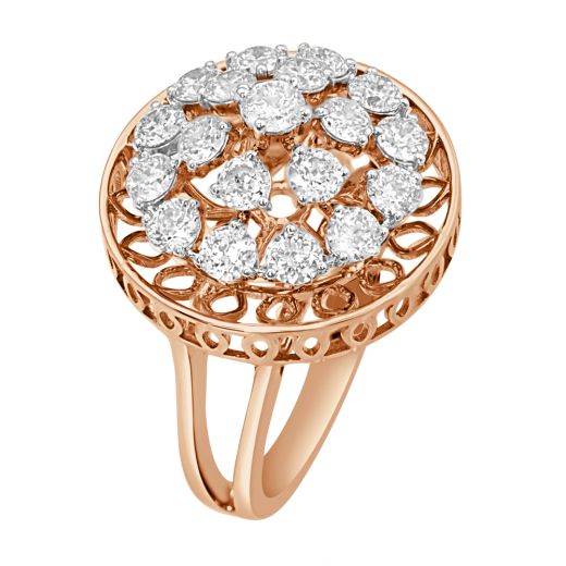Diamond Studded Filigree Crown Star Ring