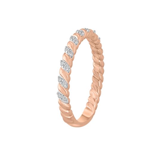Swirl Design Diamond and 14Kt Rose Gold Finger Ring