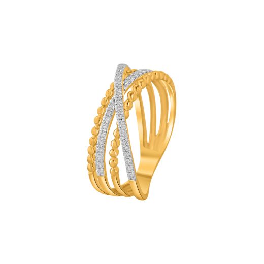 Crisscross Design Yellow Gold Finger Ring