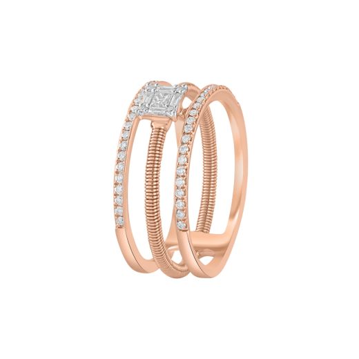 Layered Diamond and Rose Gold Ring 
