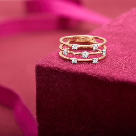 Radiant Rose Gold and Diamond Finger Ring