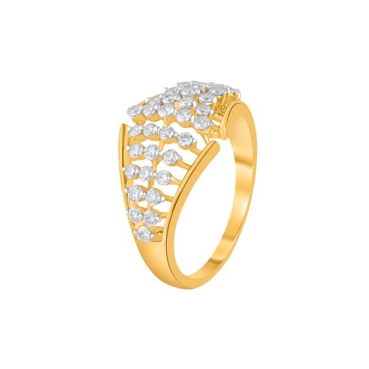 Embellished Diamond and Yellow Gold Finger Ring