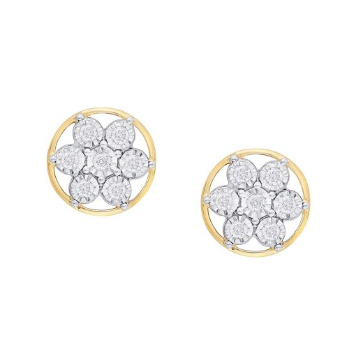 Timeless Yellow Gold Crown Star Earrings with Diamonds