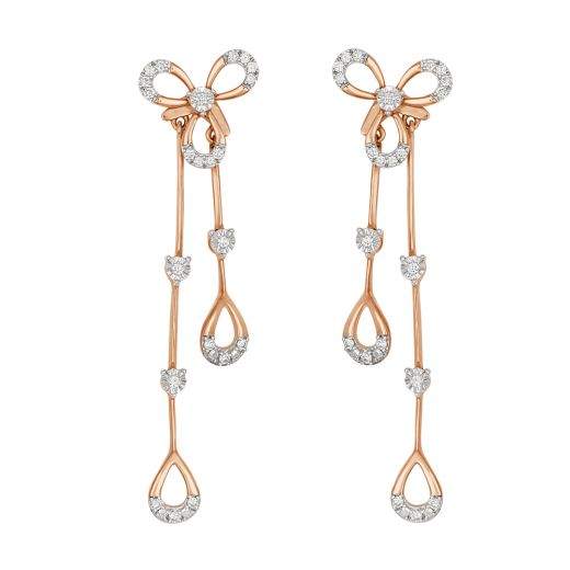 Dainty Hanging Astra Oval Earrings in Rose Gold