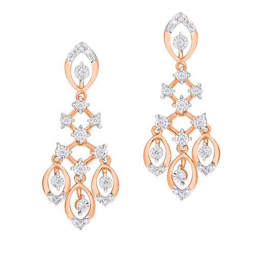 Classy  Gold and Diamond Earrings
